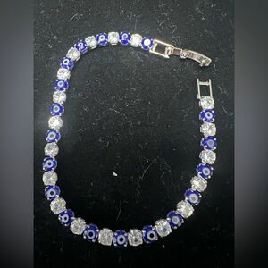 New Evil Eye and Rhinestone Tennis Bracelet 7 inch length Really
